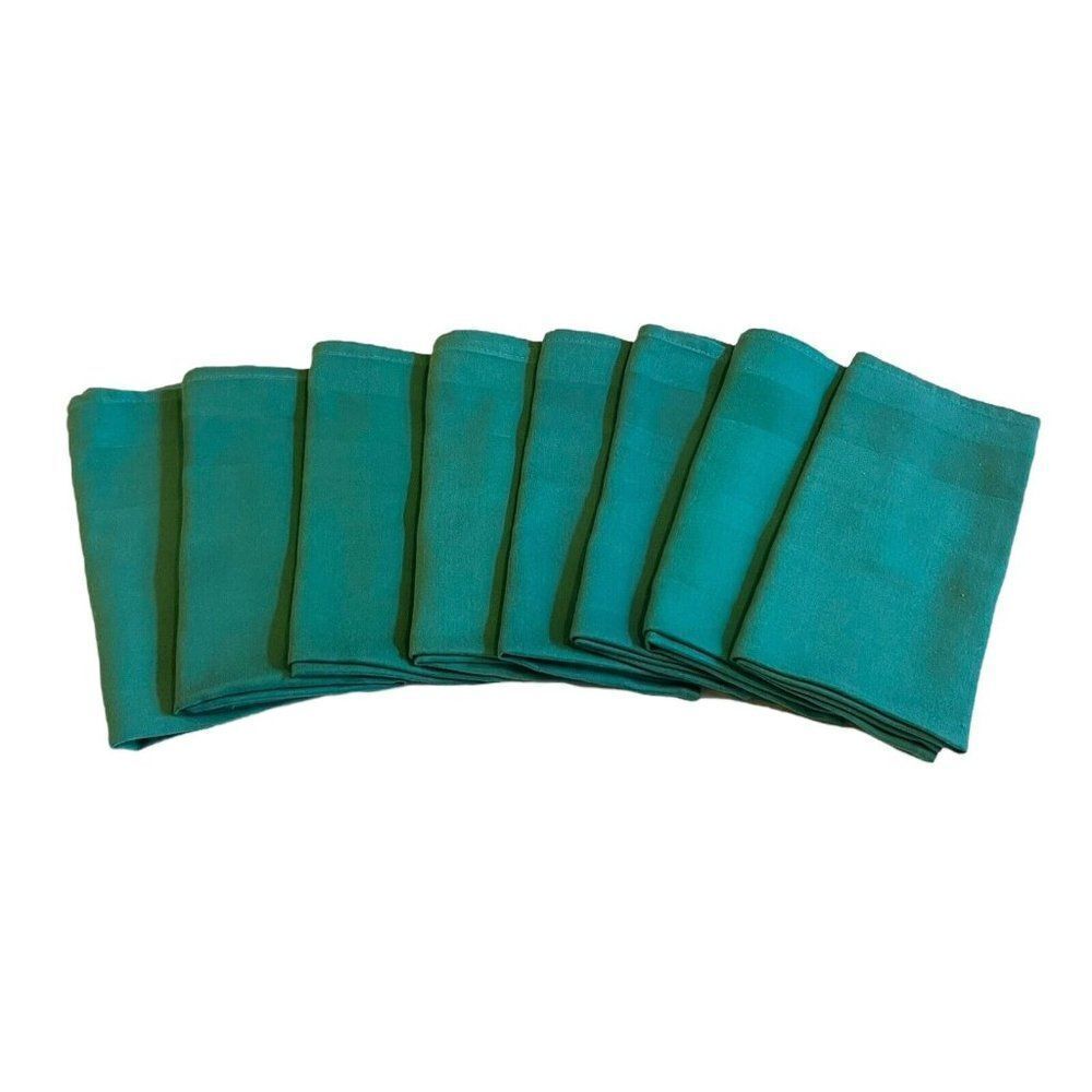 Set of 8 Green Cloth Napkins Vintage Formal Dinner Placemat 19" Silverware Wrap